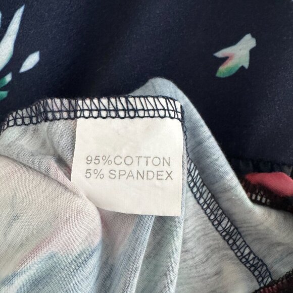 Women's Floral Navy Short-Sleeve V-Neck Pullover Midi Dress Size L - Picture 4 of 9